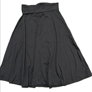 Patagonia Fold Over Waist Black Midi A Line Skirt Convertible Soft Stretch Sz L